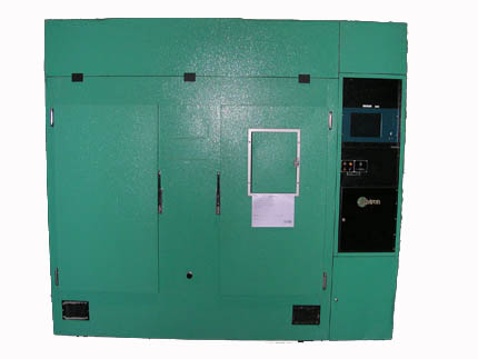 E15 Growth Chamber Image of a green door to the E15 Growth Chamber