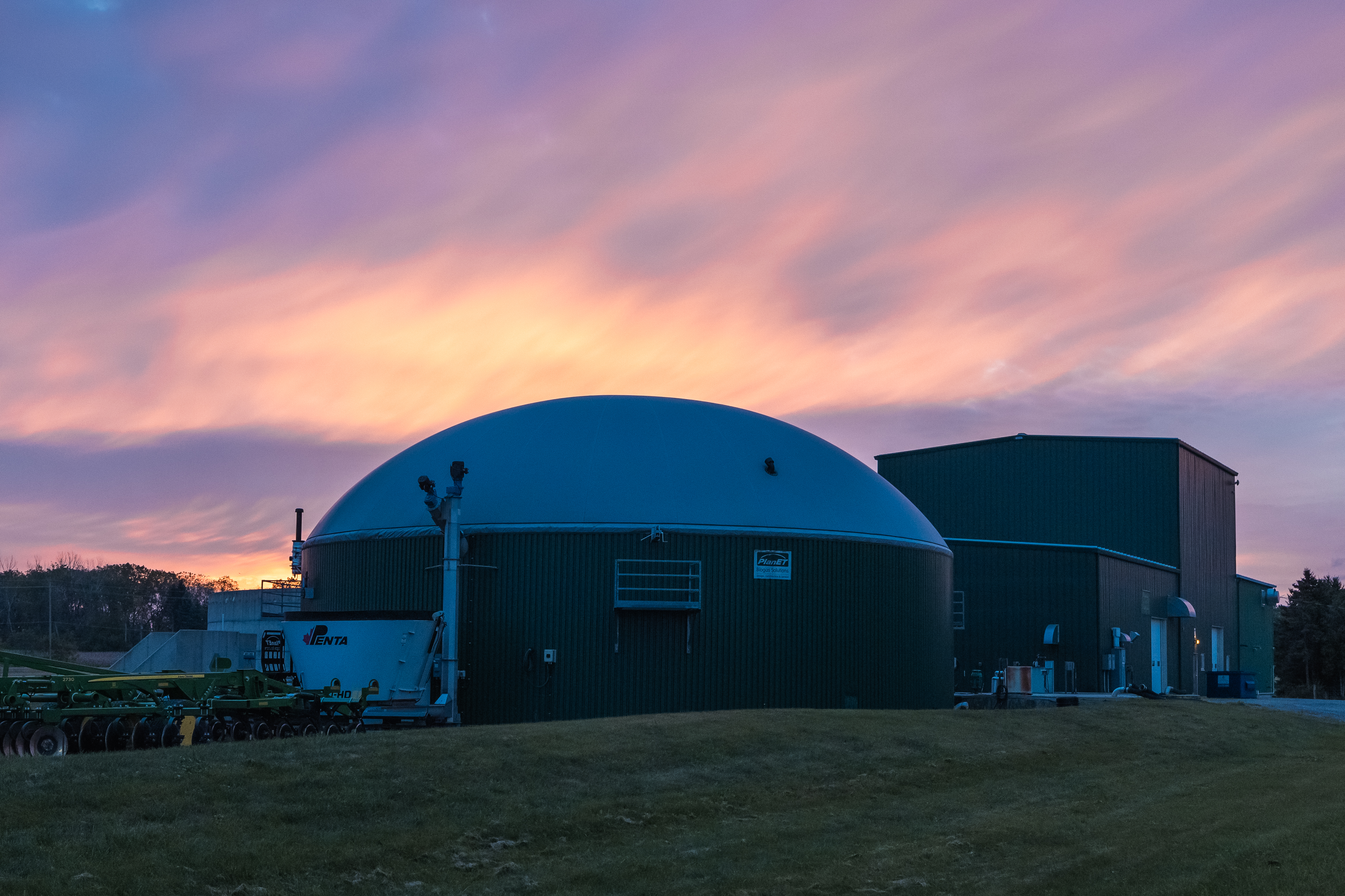 Dawn at an anaerobic digester in Ridgetown, Ontario