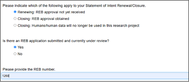 screenshot highlighting entering of e REB number under review, for SOI renewal